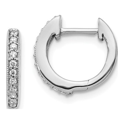 14K White Gold 1/8 ct tw Diamond Huggie Hoop Earrings