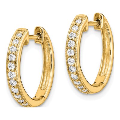 14K Yellow Gold 1/8 ct tw Diamond Huggie Hoop Earrings – view 2