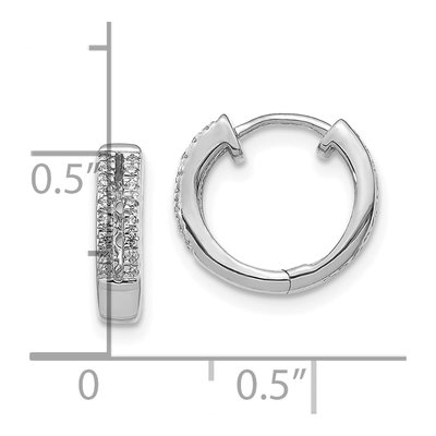 10K White Gold 1/10 ct tw 11mm Diamond 2-Row Huggie Hoop Earrings – view 4