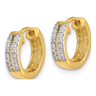 10K Yellow Gold 1/10 ct tw 11mm Diamond Huggie Hoop Earrings – view 2