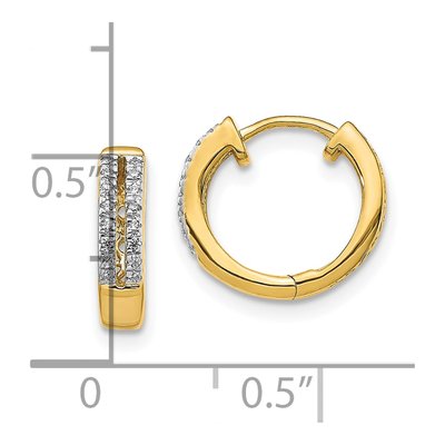 10K Yellow Gold 1/10 ct tw 11mm Diamond Huggie Hoop Earrings – view 4