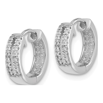 14K White Gold 1/10 ct tw 11mm Diamond Huggie Hoop Earrings – view 2