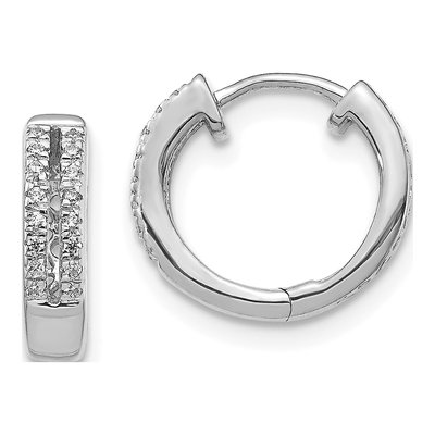 14K White Gold 1/10 ct tw 11mm Diamond Huggie Hoop Earrings