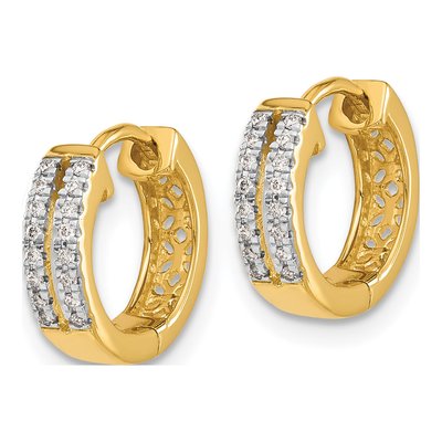 14K Yellow Gold 1/10 ct tw 11mm Diamond Huggie Hoop Earrings – view 3