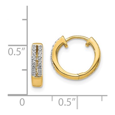 14K Yellow Gold 1/10 ct tw 11mm Diamond Huggie Hoop Earrings – view 5