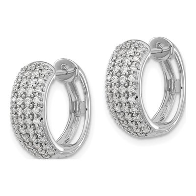 14K White Gold 5/8 ct tw 15mm Diamond Huggie Hoop Earrings – view 2