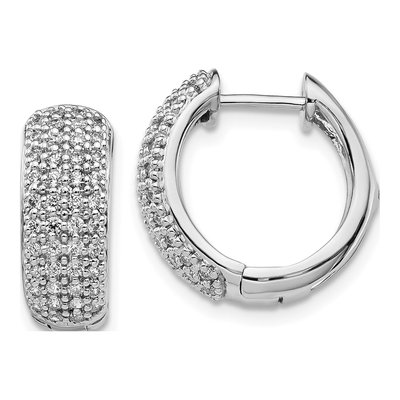 14K White Gold 5/8 ct tw 15mm Diamond Huggie Hoop Earrings