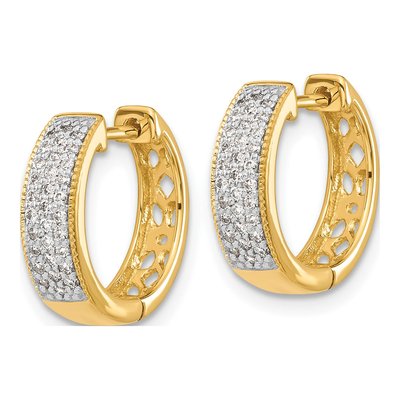 10K Yellow Gold 1/4 ct tw 3-Row Diamond Huggie Hoop Earrings – view 2