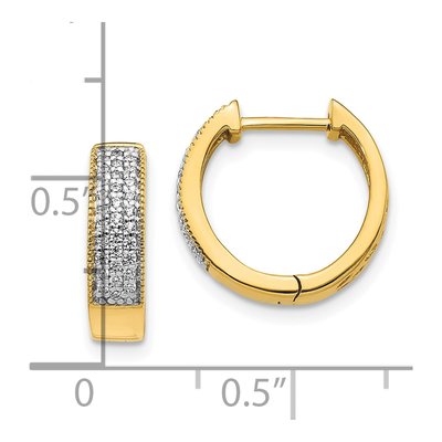 10K Yellow Gold 1/4 ct tw 3-Row Diamond Huggie Hoop Earrings – view 4