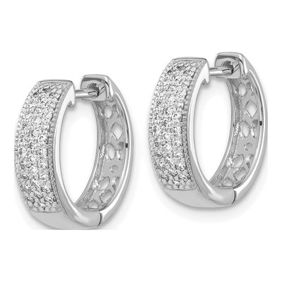 14K White Gold 1/4 ct tw 15mm Diamond Huggie Hoop Earrings – view 3