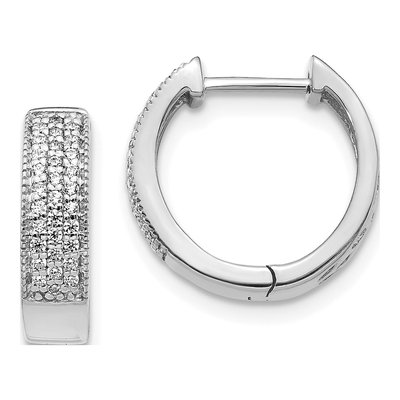 14K White Gold 1/4 ct tw 15mm Diamond Huggie Hoop Earrings