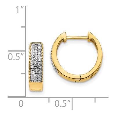 14K Yellow Gold 1/4 ct tw 15mm Diamond Pave Huggie Hoop Earrings – view 5