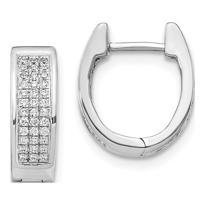 10K White Gold 1/4 ct tw Diamond Huggie Hoop Earrings