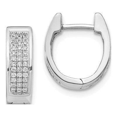 14K White Gold 1/4 ct tw Diamond Pave Huggie Hoop Earrings