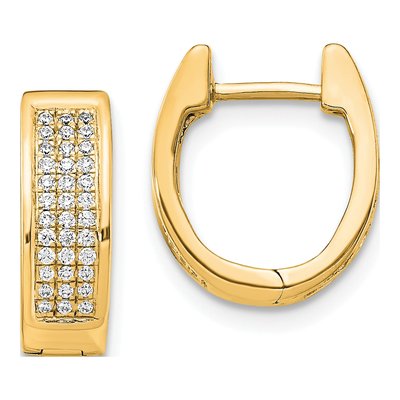 14K Yellow Gold 1/4 ct tw Diamond Pave Huggie Hoop Earrings