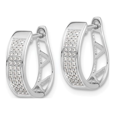 14K White Gold 1/5 ct tw 13mm Diamond Pave Oval Huggie Hoop Earrings – view 3