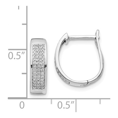 14K White Gold 1/5 ct tw 13mm Diamond Pave Oval Huggie Hoop Earrings – view 5
