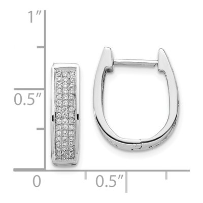 14K White Gold 1/3 ct tw 16mm Diamond Pave Oval Huggie Hoop Earrings – view 5