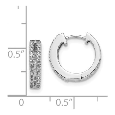 14K White Gold 1/6 ct tw 13mm Diamond 2-Row Huggie Hoop Earrings – view 5