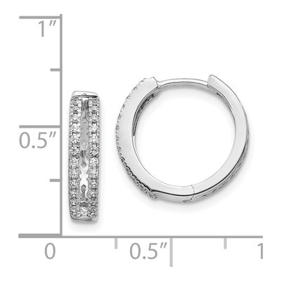 14K White Gold 1/4 ct tw 15mm Diamond 2-Row Huggie Hoop Earrings – view 4