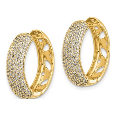 14K Yellow Gold 1 ct tw 20mm Diamond Pave Huggie Hoop Earrings – view 2