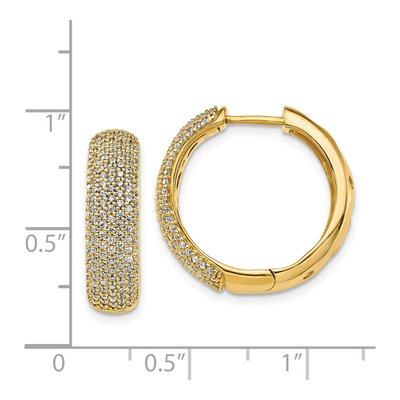 14K Yellow Gold 1 ct tw 20mm Diamond Pave Huggie Hoop Earrings – view 4