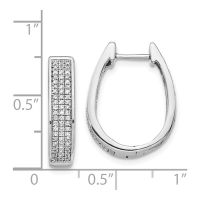 14K White Gold 3/8 ct tw 19mm Diamond Pave Oval Huggie Hoop Earrings – view 4