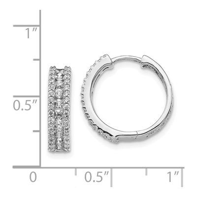 14K White Gold 7/8 ct tw 15mm Diamond 3-Row Huggie Hoop Earrings – view 5