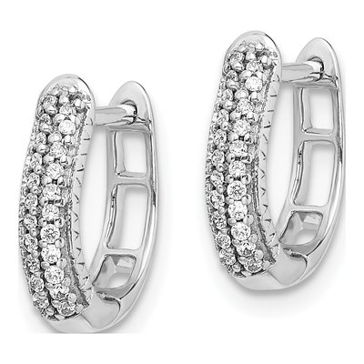 10K White Gold 1/6 ct tw Diamond Huggie Hoop Earrings – view 2