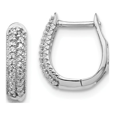 10K White Gold 1/6 ct tw Diamond Huggie Hoop Earrings