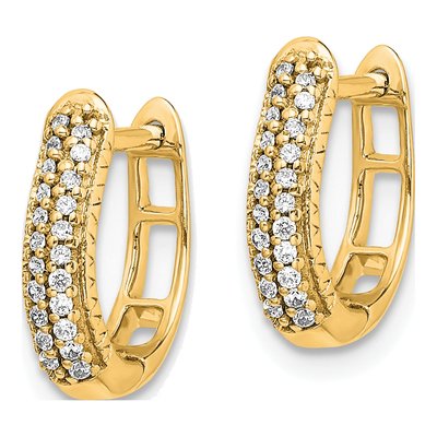 10K Yellow Gold 1/6 ct tw Diamond 2-Row Huggie Hoop Earrings – view 2
