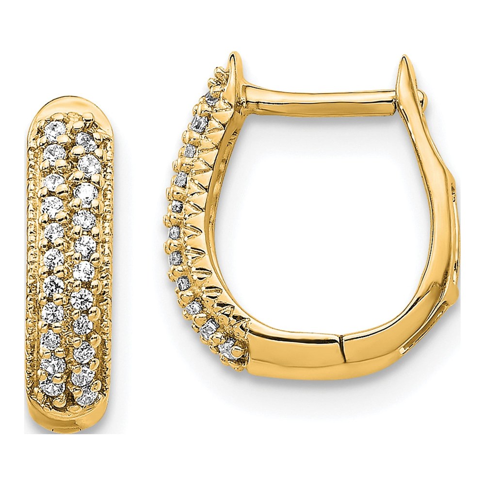 10K Yellow Gold Diamond 2-Row Hinged Hoop Earrings