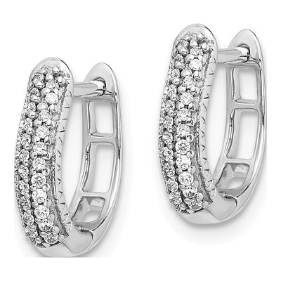 14K White Gold 1/6 ct tw Diamond 2-Row Huggie Hoop Earrings – view 2