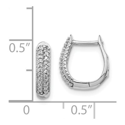 14K White Gold 1/6 ct tw Diamond 2-Row Huggie Hoop Earrings – view 4