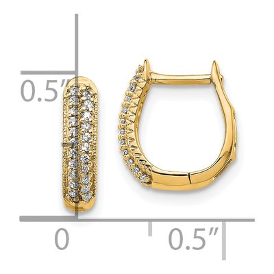 14K Yellow Gold 1/6 ct tw Diamond 2-Row Huggie Hoop Earrings – view 4