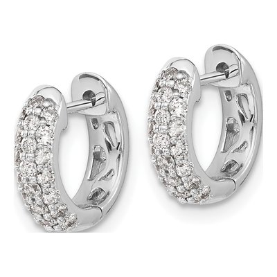 10K White Gold 1/2 ct tw Diamond Pave Round Huggie Hoop Earrings – view 2