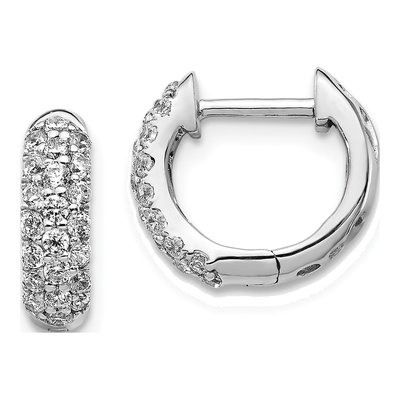 14K White Gold 1/2 ct tw Diamond Huggie Hoop Earrings