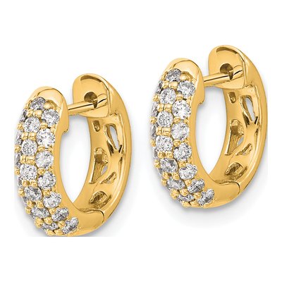 14K Yellow Gold 1/2 ct tw Diamond Pave Huggie Hoop Earrings – view 2