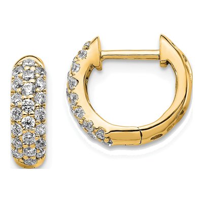14K Yellow Gold 1/2 ct tw Diamond Pave Huggie Hoop Earrings