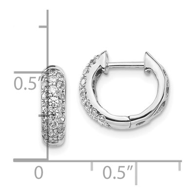 10K White Gold 5/8 ct tw 12mm Diamond Pave Huggie Hoop Earrings – view 4