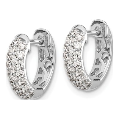 14K White Gold 5/8 ct tw Diamond Pave Huggie Hoop Earrings – view 2