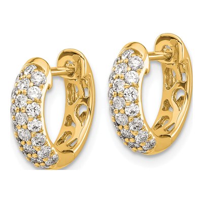 14K Yellow Gold 5/8 ct tw Diamond Pave Huggie Hoop Earrings – view 2