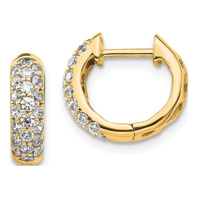 14K Yellow Gold 5/8 ct tw Diamond Pave Huggie Hoop Earrings
