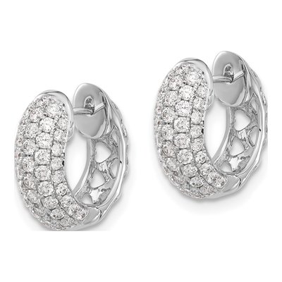 14K White Gold 3/4 ct tw 12mm Diamond Pave Huggie Hoop Earrings – view 3