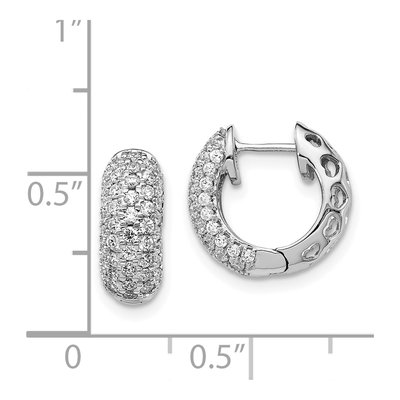 14K White Gold 3/4 ct tw 12mm Diamond Pave Huggie Hoop Earrings – view 5