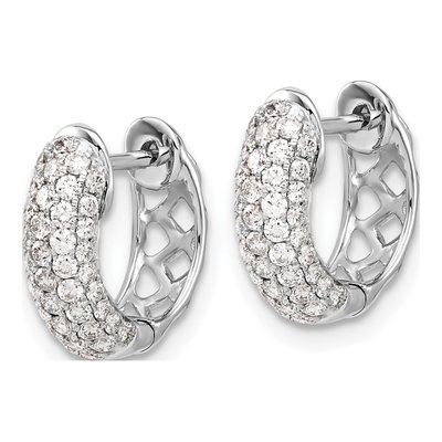 10K White Gold 3/4 ct tw Diamond Pave Huggie Hoop Earrings – view 2