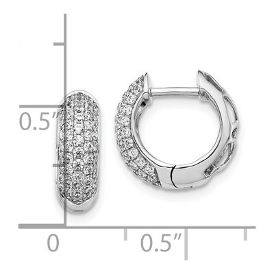 10K White Gold 3/4 ct tw Diamond Pave Huggie Hoop Earrings – view 4