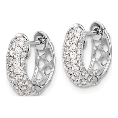 14K White Gold 3/4 ct tw Diamond Pave Huggie Hoop Earrings – view 2