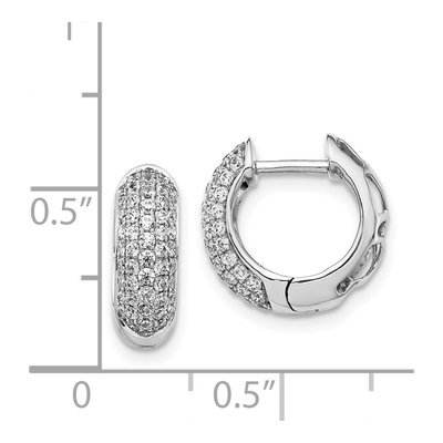 14K White Gold 3/4 ct tw Diamond Pave Huggie Hoop Earrings – view 4