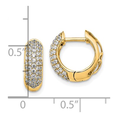 14K Yellow Gold 3/4 ct tw Diamond Pave Huggie Hoop Earrings – view 3